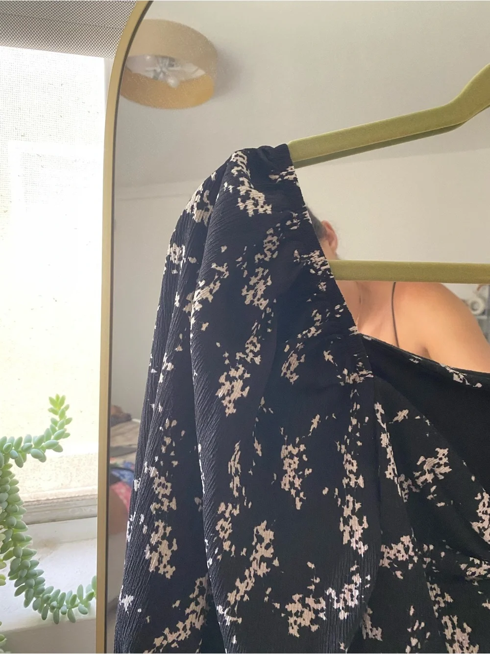 Anthropologie Square-Neck Black Floral Puff-Sleeve Blouse